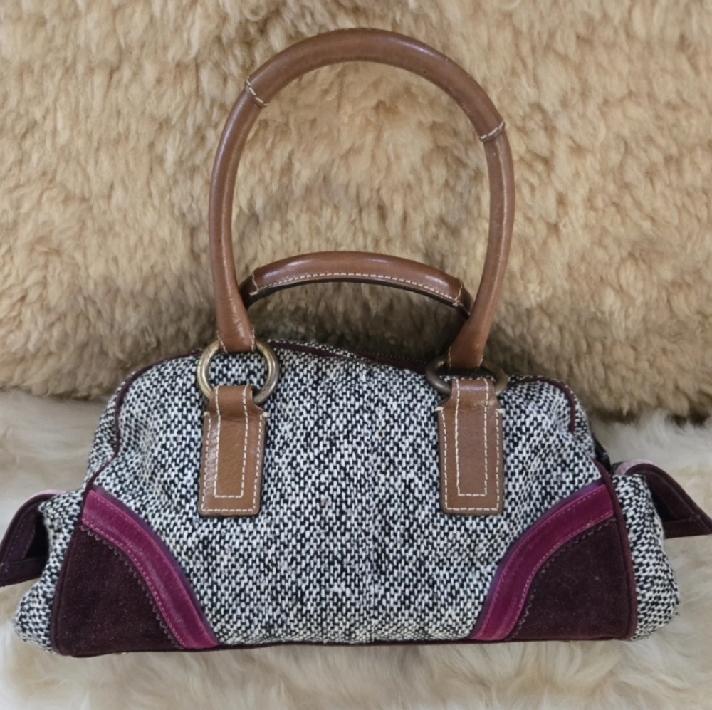Vintage 2000s Coach Soho 2005 Tweed Satchel with Swarovski Bow 8F03 - Picture 3 of 9
